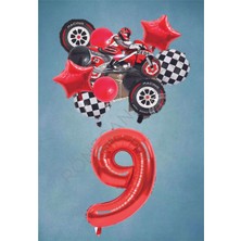 Rönesans Parti Motorsiklet Kırmızı Temalı Doğum Günü Seti Yaş-9