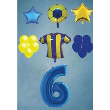 Rönesans Parti Taraftar Sarı Lacivert Doğum Günü Balon Seti Yaş-6