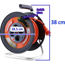 Badem10 Plastik Makaralı Seyyar Cca Kablo 4 Prizli Monofaze Uzatma Kablosu 3x2.5 mm Ttr Kablo 40 Metre