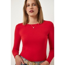 Be Chic Kadın Polyamid Kumaş Uzun Kollu Bisiklet Yaka Basic Düz Body BLZ98739
