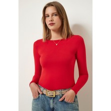 Be Chic Kadın Polyamid Kumaş Uzun Kollu Bisiklet Yaka Basic Düz Body BLZ98739