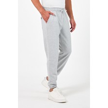 Mmetalic Kalın Gri Erkek Eşofman Altı Jogger Arka Cepli Lastik Paça Regular Fit Şardonsuz