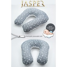 Jasper Çift Taraflı Fermuarlı Yıkanabilir Emzirme Yastığı Yıldız Desenli Bebek Destek Minderi