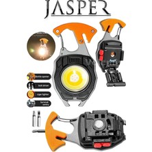 Jasper W5147 Pro Robocop Çok Fonksiyonlu 800 Lümen Kamp El Feneri Anahtarlık USB Çakmaklı Cam Kırıcı