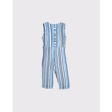 RG Brand Desenli Kuşaklı Keten Çocuk Tulum