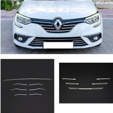 Ebal Oto Renault Megane 4 Krom Ön Panjur+Ön Tampon Çıtası Set 2016-2020 Model Arası Uyumlu P.çelik