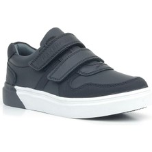 Rakerplus Hakiki Deri Siyah Beyaz Cırtlı Erkek Çocuk Sneaker