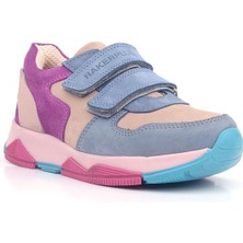 Rakerplus Hakiki Deri Pudra Mavi Fuşya Çocuk Sneakers Spor Ayakkabı