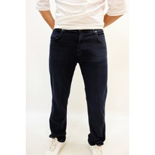 Twister Jeans Vegas 132-282 Blue Black Rahat Kalıp Düz Paça Dokulu Kumaş Likralı Erkek Kot Pantolon