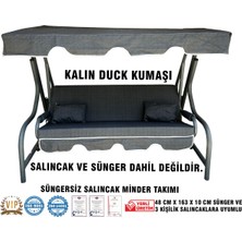 Vip Home Concept Lüks Duck Vip Salıncak Minder Seti 3 Kişilik (Süngersiz) Tenteli-Siyah-Salıncak Minder Seti