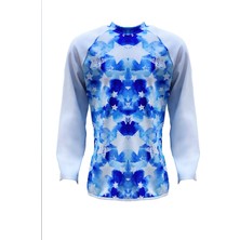 Look Me Bisiklet Yaka Yıldız Baskılı Mavi 50UV Uzun Kollu Erkek Çocuk T-Shirt