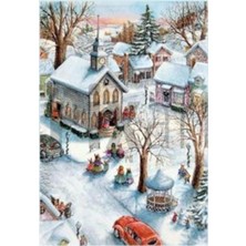 Pix Art Sanat Renkli Şirin Kasabada Kış Pixart Elmas Mozaik Tablo Diamond Türkiye  Sanat  46 x 66 cm