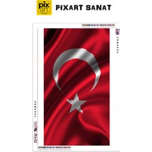 Dalgalı Türk Bayrağı PixArt Sanat Elmas Mozaik Diamond Türkiye 40*60