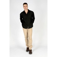 Lee Cooper Francis Erkek Dokuma Uzun Kol Gömlek Siyah
