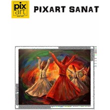 Rengarenk Semazenler Pixart Sanat  Elmas Mozaik Tablo Diamond Türkiye 66*51