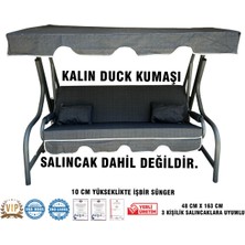 Vip Home Concept Lüks Duck Vip Salıncak Minder Seti 3 Kişilik 10 cm Süngerli Tenteli-Siyah-Salıncak Minderi