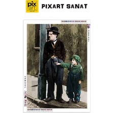 PixArt Charlie Chaplin Ve Cocuk 41 x 71 Elmas Mozaik Tablo