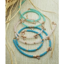 Canka Mavi Kristal Taşlı Çift Dolama Gümüş Bileklik