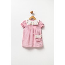 Minipodyum Yakalı Kolu Büzgülü 9-24 Ay Çantalı Elbise