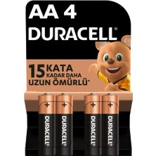 Duracell Alkalin AA Kalem Pil, 1,5 V LR6/MN1500, 4'lü paket