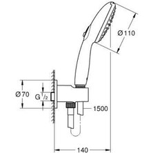 Grohe Tempesta 110 Duvar Tutucu Seti 2 Sprey (Yağmur, Jet) - 264062433