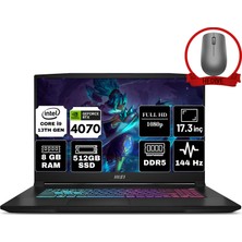 Msı Katana 17 Intel Core I9 13900H 8gb 512GB SSD RTX4070/8GB Windows 11 Pro 17.3" Fhd 144Hz Taşınabilir Bilgisayar B13VGK-898TR & Anzar Mouse B13VGK-898TRA65