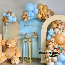 Organizasyon Pazarı Balon Seti Deniz Kumu-Fındık-Makaron Mavi 100 Lü Balon Zinciri Seti