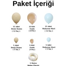 Organizasyon Pazarı Balon Seti Deniz Kumu-Fındık-Makaron Mavi 60 Lı Balon Zinciri Seti