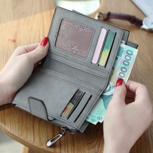 Quanyoujia Kadın Retro Mat Tokalı Ince Çoklu Kart Yuvalı Bozuk Para Cüzdanı (Yurt Dışından)