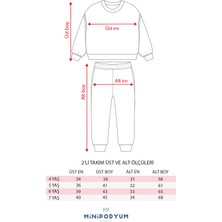 Minipodyum Mevsimlik Uzun Kollu  Pamuk Alt Üst Kız Çocuk Ikili Eşofman Takımı 4-7 Yaş
