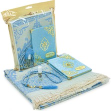 Hediyelik 4 Parça Mevlüt Seti Isme Özel Kadife Kaplı Yasin, Tesbihli Seccade Seti - Mor