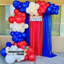 Organizasyon Pazarı Balon Seti Lacivert-Kırmızı-Beyaz 100 Lü Balon Zinciri Seti