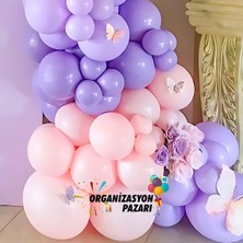 Organizasyon Pazarı Balon Seti Lila-Makaron Lila-Makaron Somon 100 Lü Balon Zinciri Seti