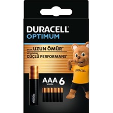 Duracell Optimum AAA Pil (6’lı paket), Alkalin Pil 1,5V, LR03 MX2400