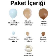 Organizasyon Pazarı Balon Seti Makaron Mavi-Sütlü Kahve-Karamel 100 Lü Balon Zinciri Seti