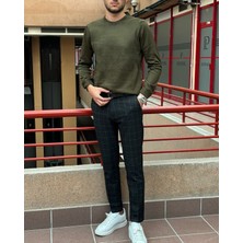 İnpool Erkek, Bisiklet Yaka, Slim Fit, Old Money, Yün-Akrilik Elyaf, Triko Kazak PLTK03