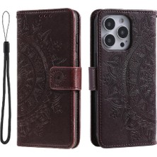 Mays Home1 IPhone 16 Için Flip Case Pro Kickstand Cüzdan Kılıf Totem Kabartma Pu (Yurt Dışından)