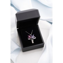 Silvano Jewelry 925 Ayar Gümüş Işıklı Kutuda Çiçek Buketi Kolye
