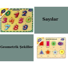 Ahşap Tutmalı Oyuncak Seti -Geometrik Şekiller /sayılar