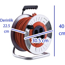 Badem10 Metal Makaralı Seyyar Cca Kablo 4 Prizli Monofaze Uzatma Kablosu 3x1.5 mm Ttr Kablo 35 Metre