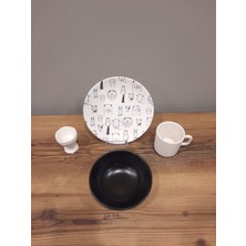 Keramika Mama Takımı 4 Parça Siyah Beyaz