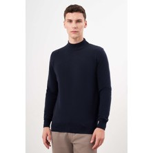 Morven  Erkek Lacivert Basic Yarım Balıkçı Yaka Dynamic Fit Rahat Kesim Triko