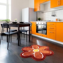 Miqna Studio Çiçek Yıkanabilir Dekoratif El Yapımı Halı 90X90 cm