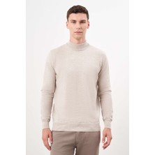 Morven  Erkek Bej Basic Yarım Balıkçı Yaka Dynamic Fit Rahat Kesim Triko