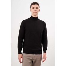 Morven  Erkek Siyah Basic Balıkçı Yaka Dynamic Fit Rahat Kesim Triko