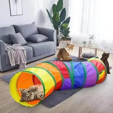 Sonrisa Pets Katlanabilir Kedi Oyun Tüneli Gökkuşağı 117 cm + Sonrisa Pets Organik Kedi Çimi 2 Li