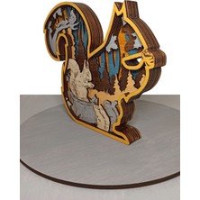 Wood-X Modern Tasarımlı Ahşap Mdf Masa Süsü, Hediyelik Sincap Dekoratif Obje/biblo