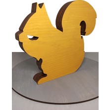 Wood-X Modern Tasarımlı Ahşap Mdf Masa Süsü, Hediyelik Sincap Dekoratif Obje/biblo