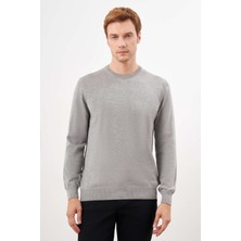 Morven  Erkek Gri Basic Bisiklet Yaka Dynamic Fit Rahat Kesim Triko