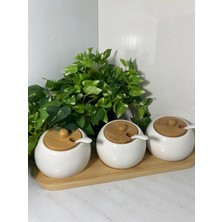 Elif Aksesuar Bambu Kaşıklı Porselen Baharatlık